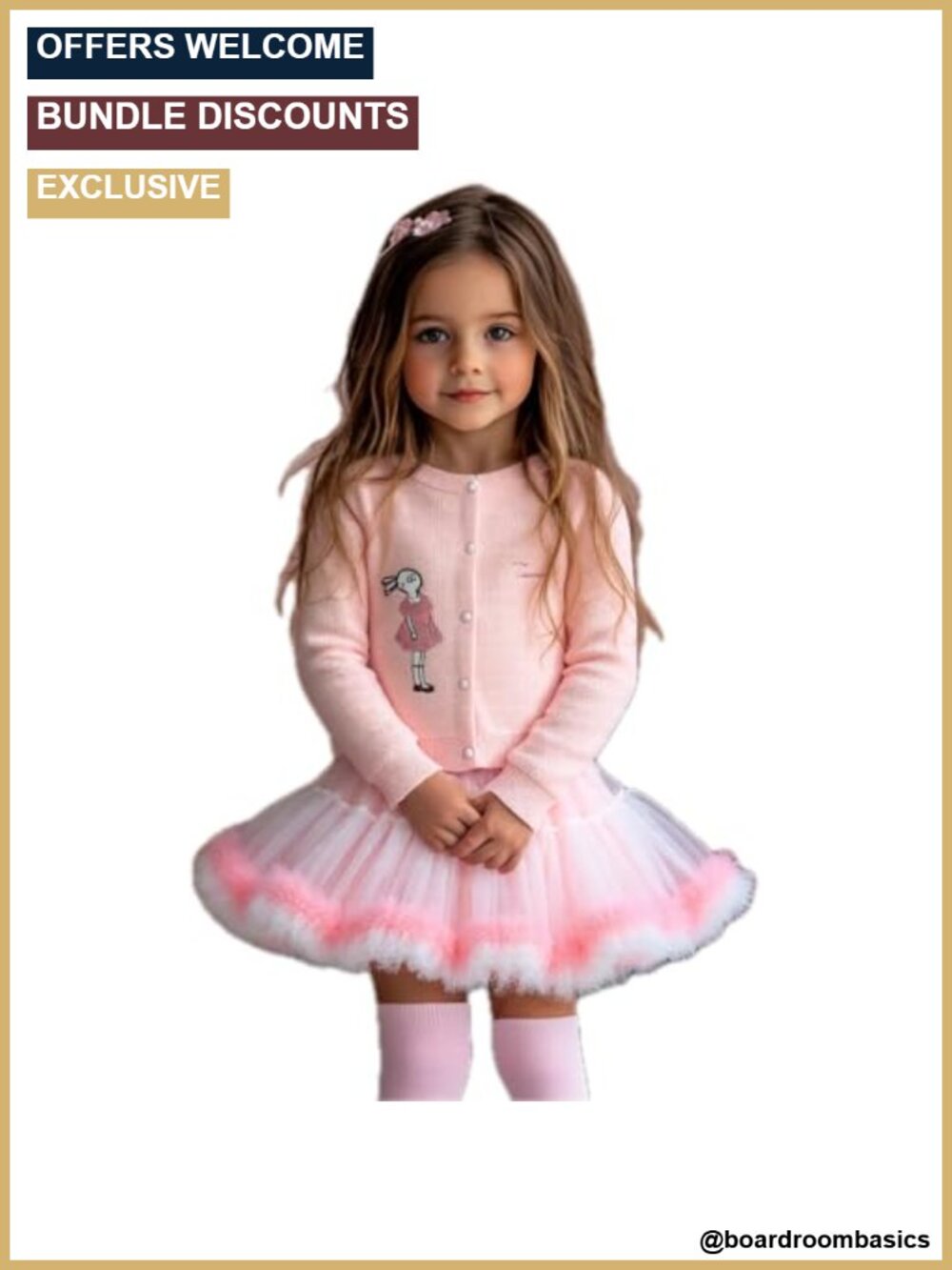 Girls 2 Piece Cardigan Outfit Knit Sweater and Tutu Skirt Set
